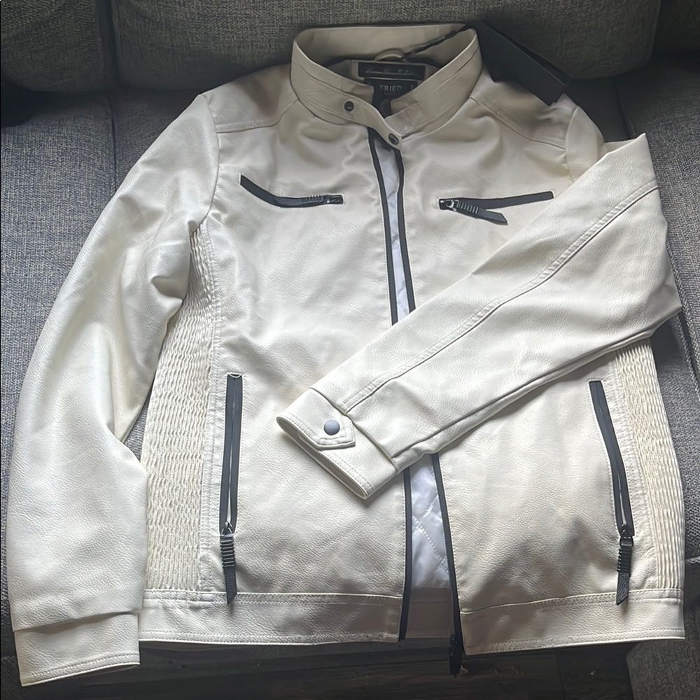 Men's White Jacket with Black Accents